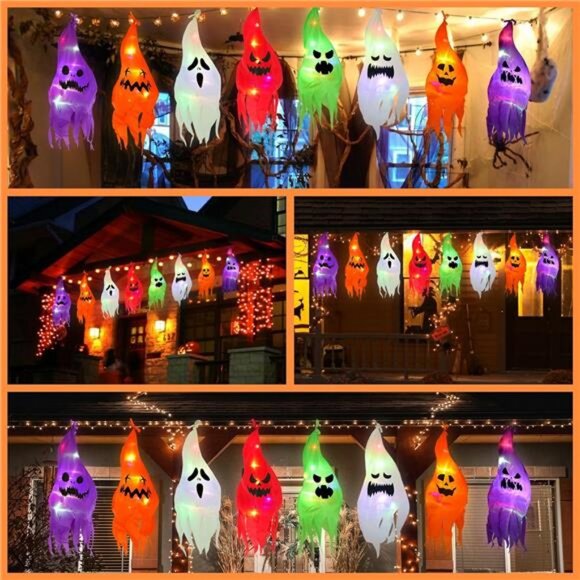 Halloween Hanging Ghost Light, Halloween Decorations Outdoor Ghost, Cute Ghost - Picture 2 of 8